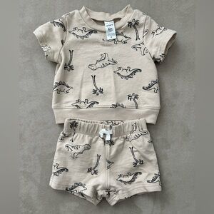 Carter's Tan and Black Dinosaur Print Short and Shirt Outfit
